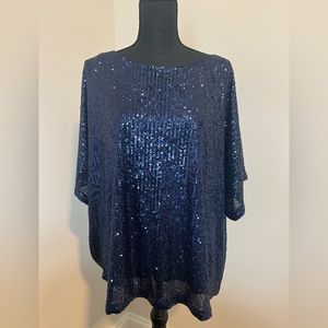 Blue sequin blouse. NWT Plus size 1X